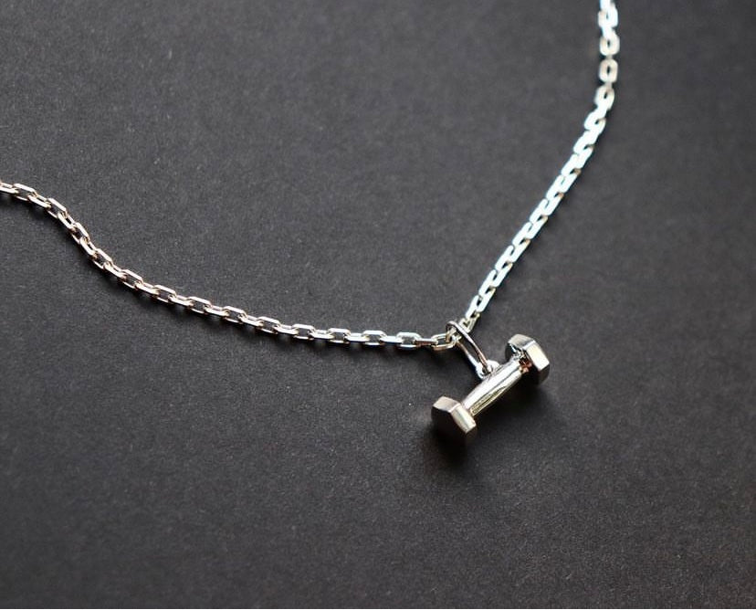 NECKLACE HEX DUMBBELL (Solid Gold / Sterling Silver)